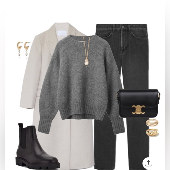 NWT H & M oversized grey bat wing sweater size XS - Picture 8 of 8